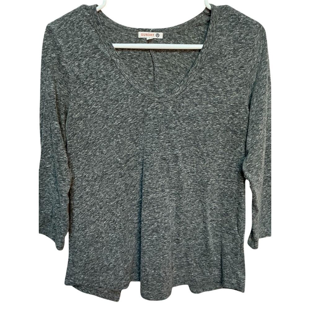 Sundry Heathered Gray Scoop Neck Long Sleeve Tee
